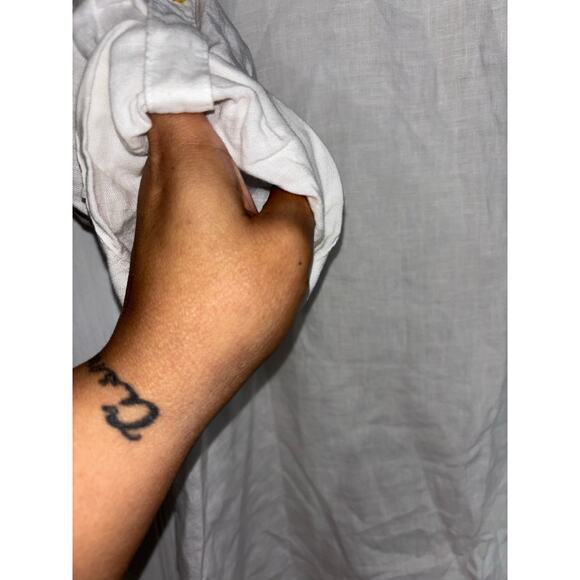 Ellen Tracy Blouse White 100% Linen Pullover Zip Tunic Top - Picture 6 of 7